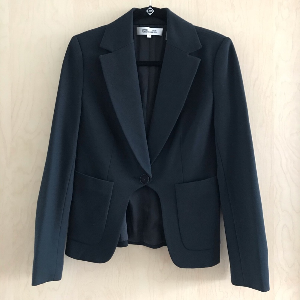 NWOT Diane Von Furstenberg Flynn Blazer Black cady - Picture 4 of 9